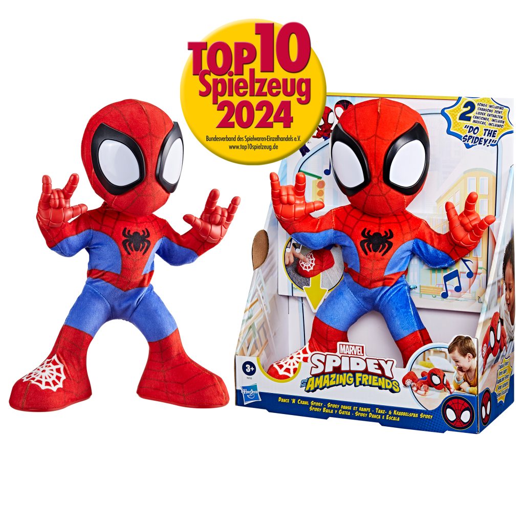 AKTUELL Marvel Spidey und seine Super Freunde Tanz und Krabbelspass Spidey Packshot und Inhalt